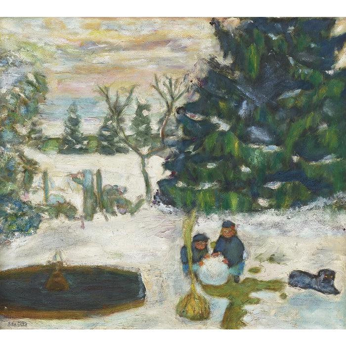 BOULE DE NEIGE, ENFANTS ET CHIEN DANS LE JARDIN DU GRAND-LEMPS by Pierre Bonnard