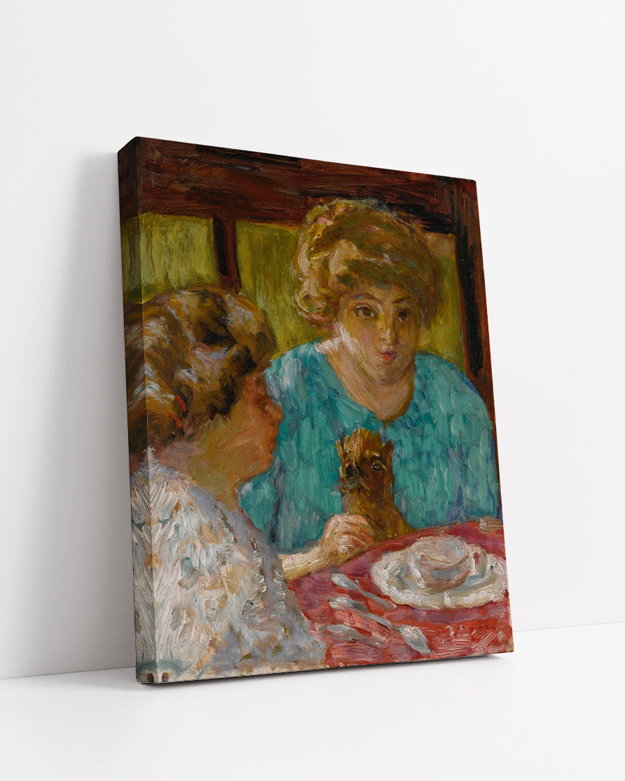 DEUX DAMES AVEC CHAT à TABLE by Pierre Bonnard