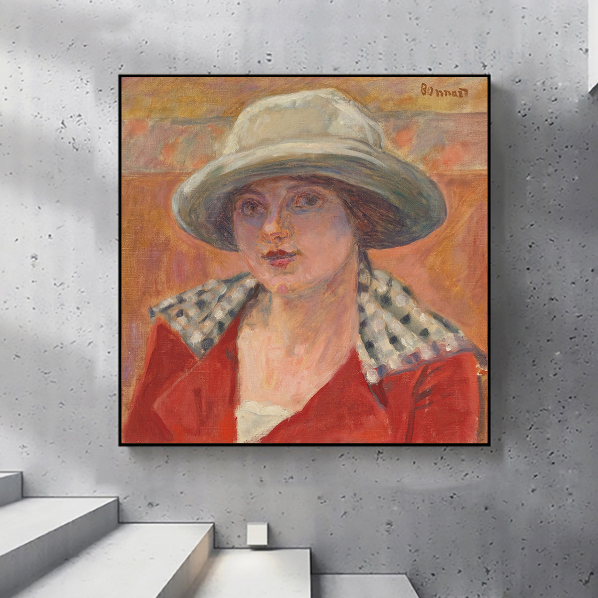 JEUNE FEMME AU CHAPEAU BLANC  by Pierre Bonnard