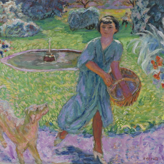 JEUNE FILLE JOUANT AVEC UN CHIEN by Pierre Bonnard