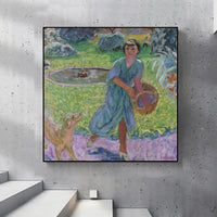 JEUNE FILLE JOUANT AVEC UN CHIEN by Pierre Bonnard