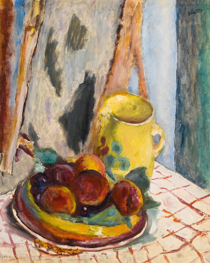 NATURE MORTE AUX PêCHES ET AU POT JAUNE by Pierre Bonnard