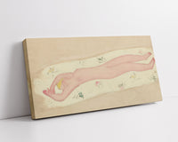 Pink Nude on Floral Sheet by San Yu