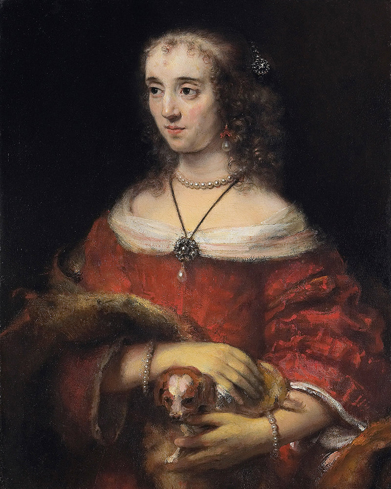 Portrait Of A Lady With A Lap Dog by Rembrandt Harmenszoon van Rijn