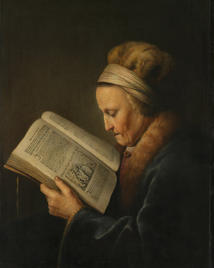 Portrait of An Old Woman Reading by Rembrandt Harmenszoon van Rijn