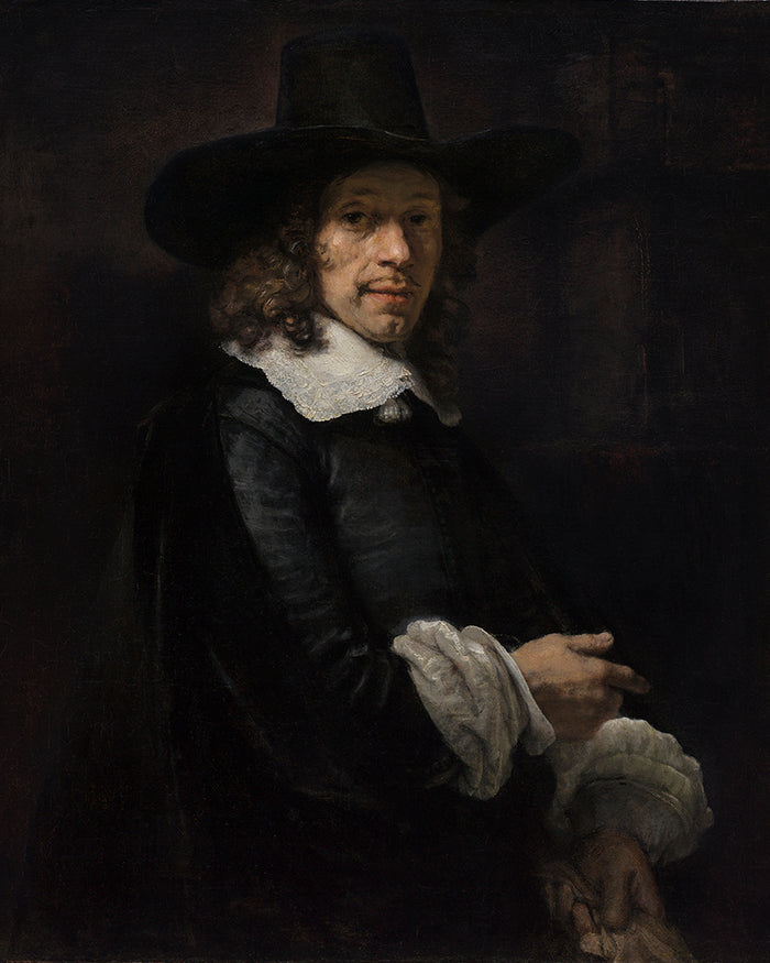 Portrait of a Gentleman with a Tall Hat and Gloves by Rembrandt Harmenszoon van Rijn