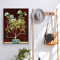 Potted Chrysanthemum in a Blue and White Jardinière by San Yu