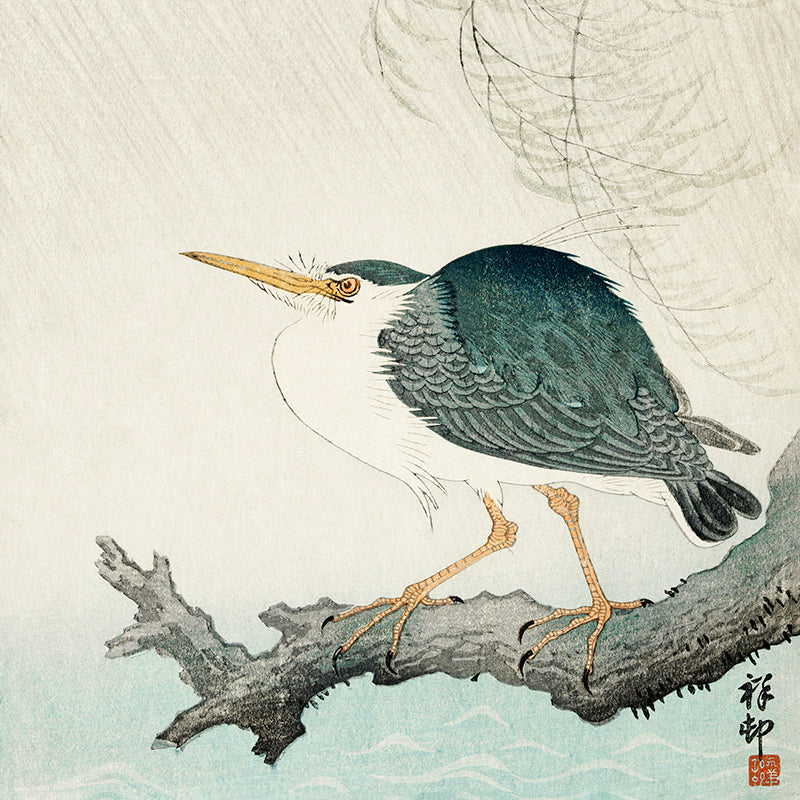 Quack on tree stump  by Ohara Koson