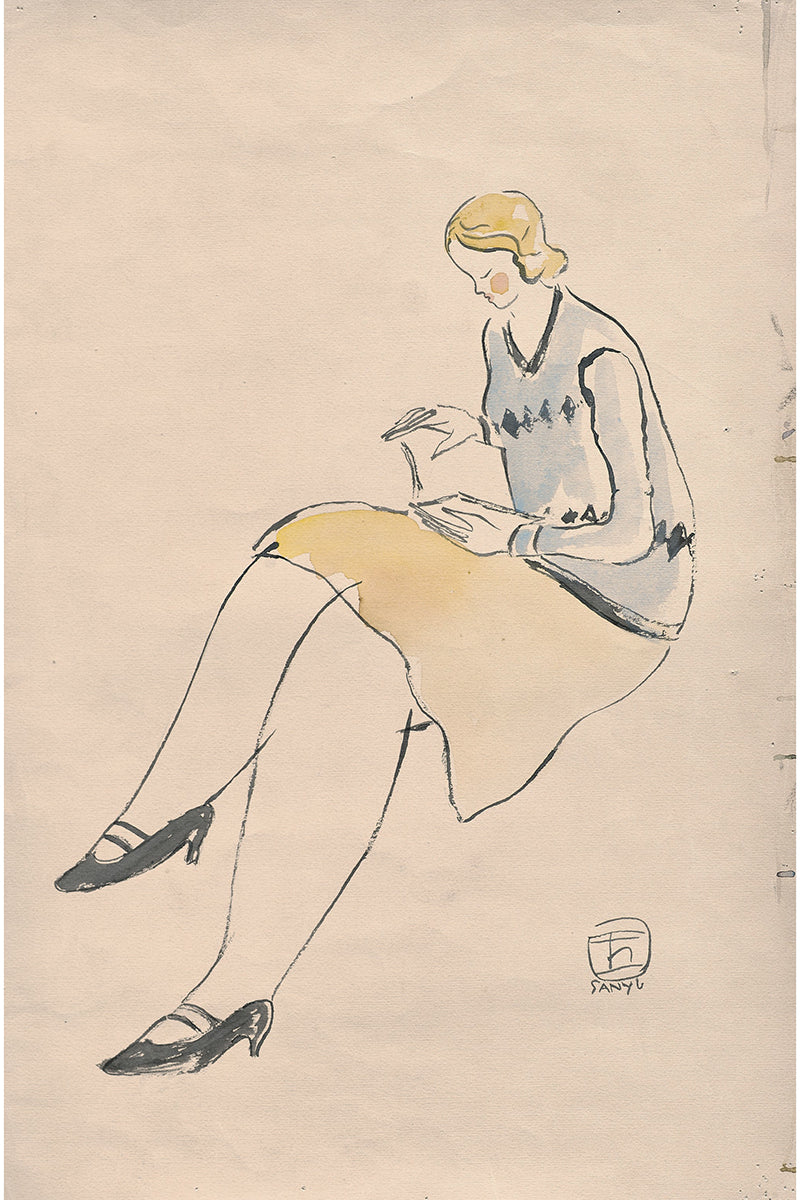 Reader in a Yellow Skirt by San Yu