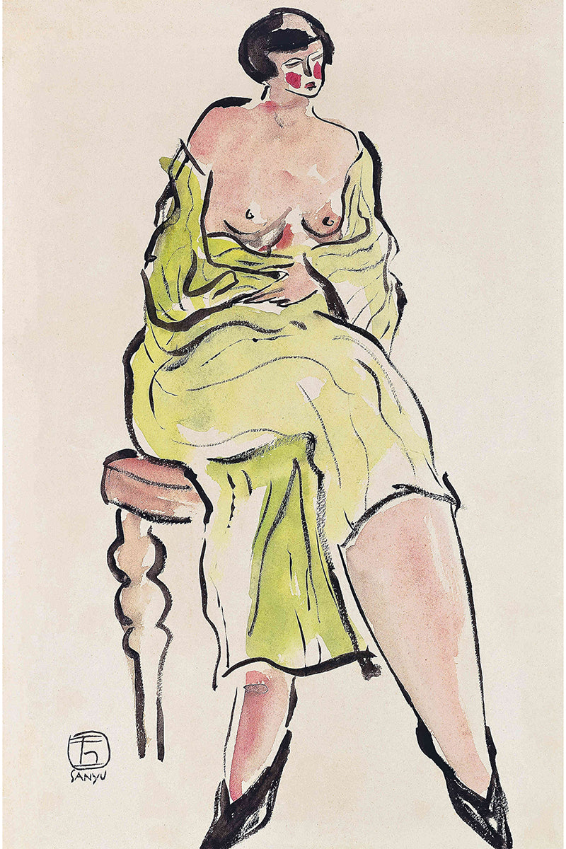 Seated Woman in Green Robe by San Yu