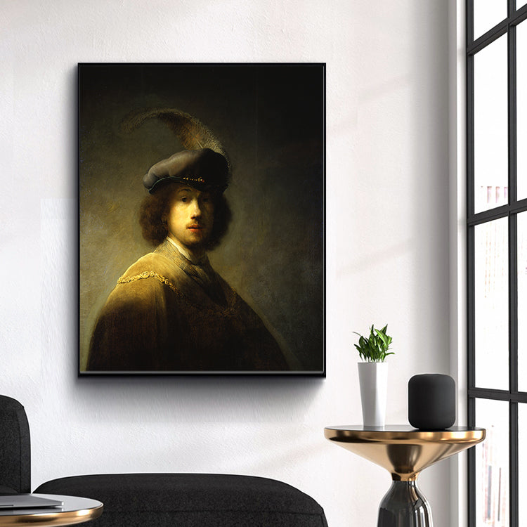 Self-Portrait With Plumed Beret by Rembrandt Harmenszoon van Rijn