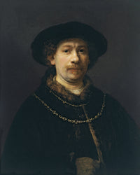 Self-portrait wearing a Hat and two Chains, Around by Rembrandt Harmenszoon van Rijn