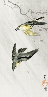 Songbirds in rain by Ohara Koson