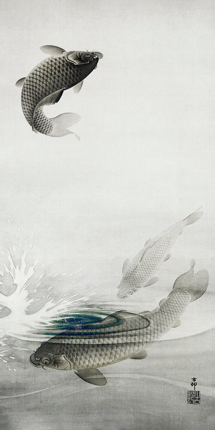 Three carps by Ohara Koson