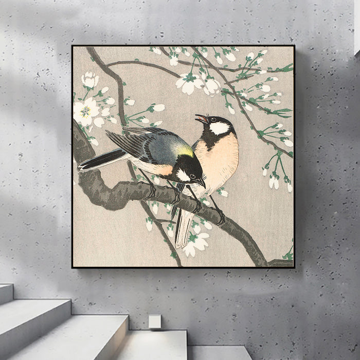 Tits on Cherry Branch by Ohara Koson