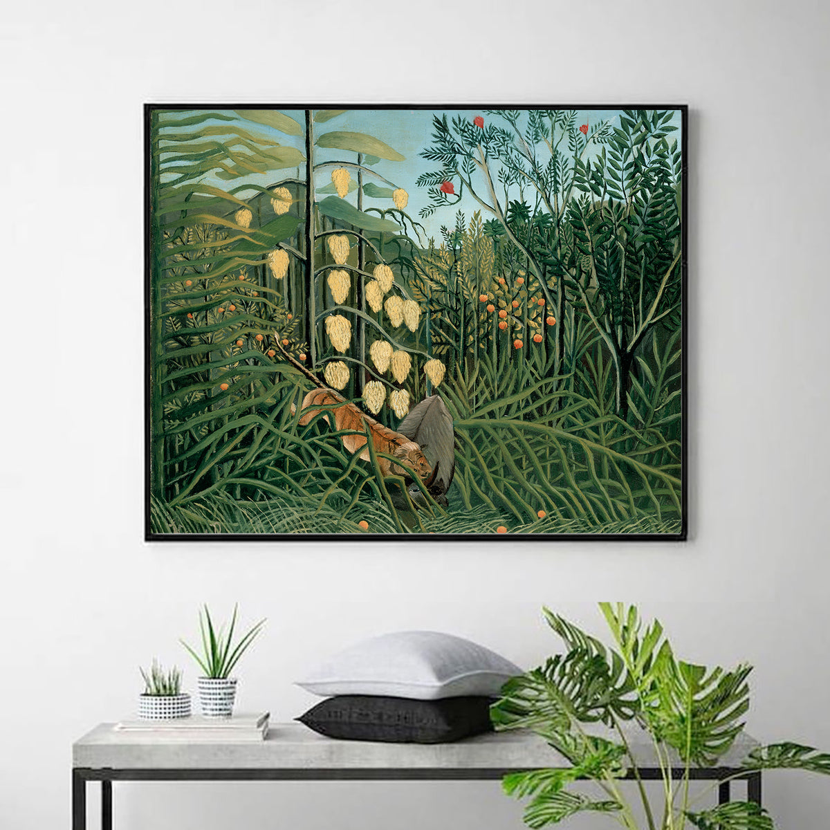 Tropical Forest-Battling Tiger and Buffalo by Henri Rousseau
