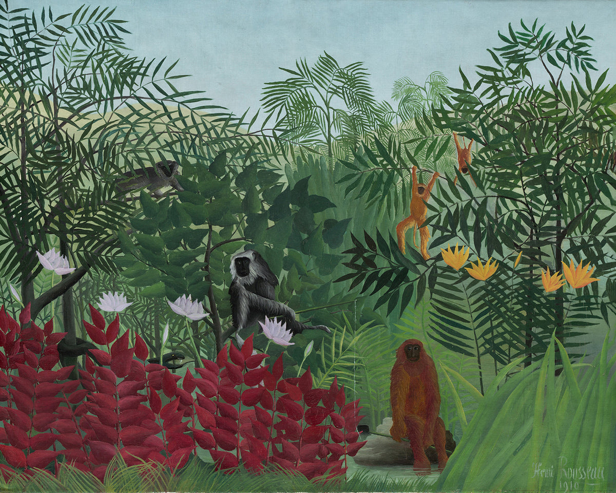 Tropical Forest with Apes and Snake by Henri Rousseau