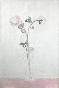 Two Pink Chrysanthemums in a Clear Vase by San Yu