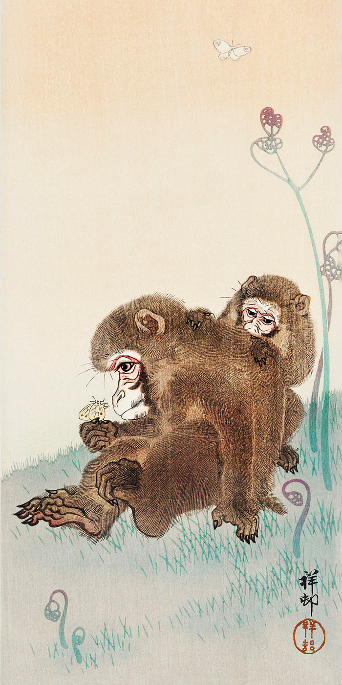 Two monkeys by Ohara Koson