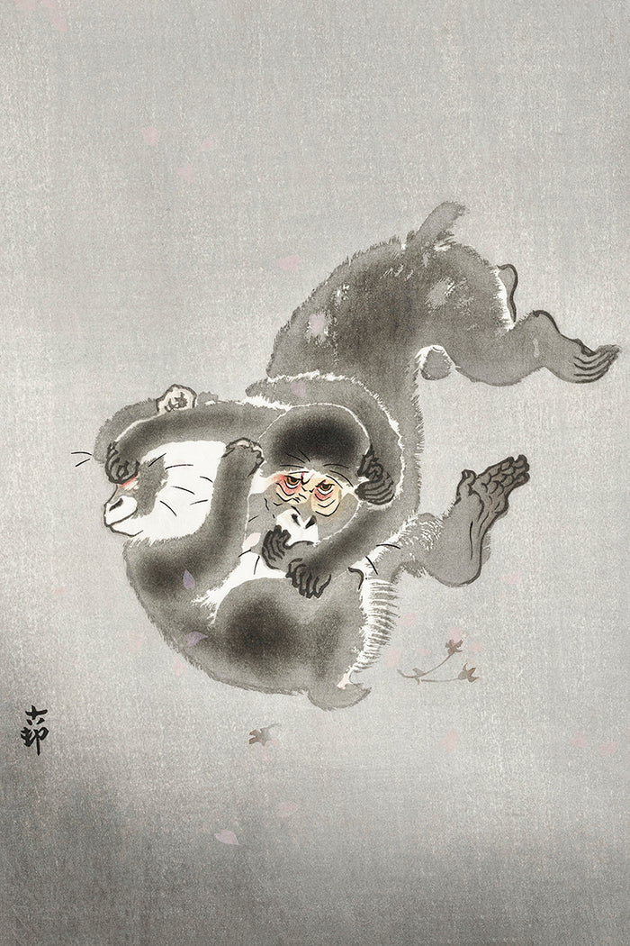 Two playing monkeys by Ohara Koson