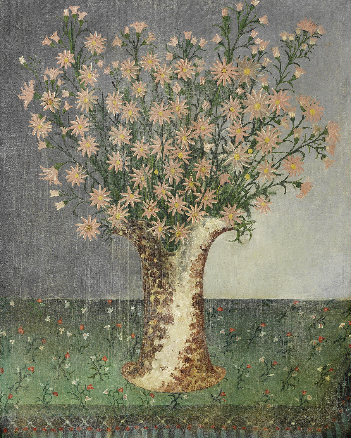 Vase of Flowers on a Fringed Carpet by Henri Rousseau