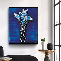 Vase of Flower with Blue Ground by San Yu