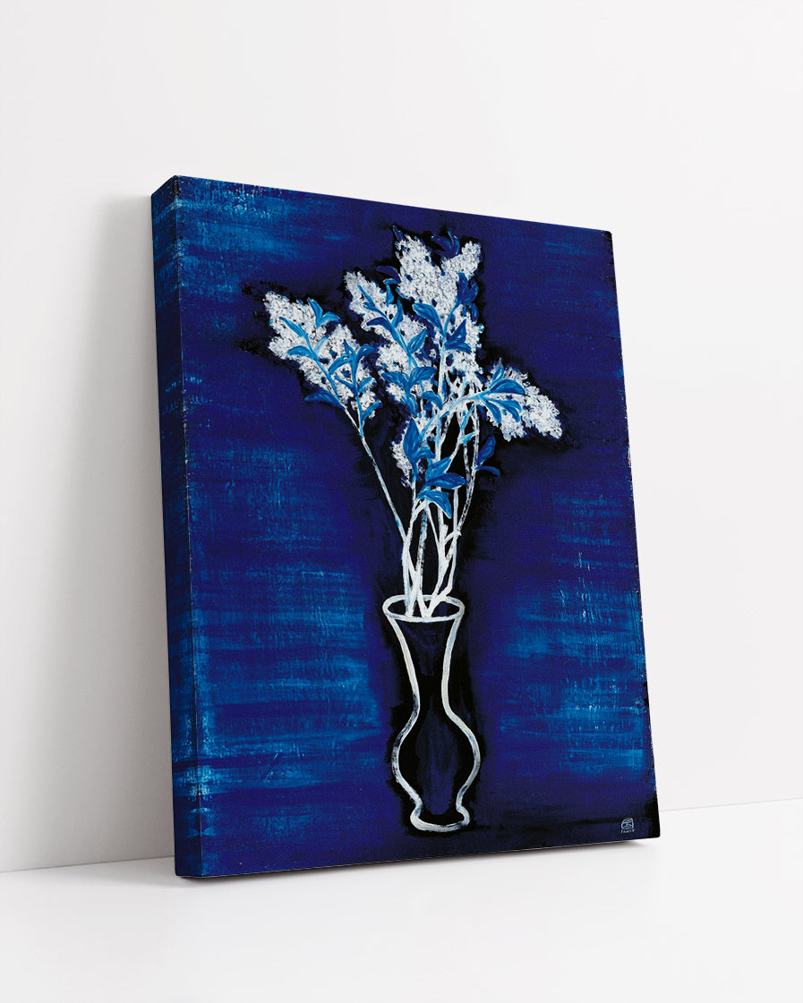 Vase of Flower with Blue Ground by San Yu