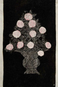 White and Pink Chrysanthemums in a Navy Black Background by San Yu