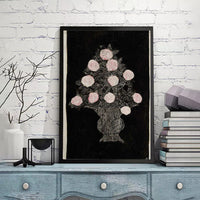 White and Pink Chrysanthemums in a Navy Black Background by San Yu