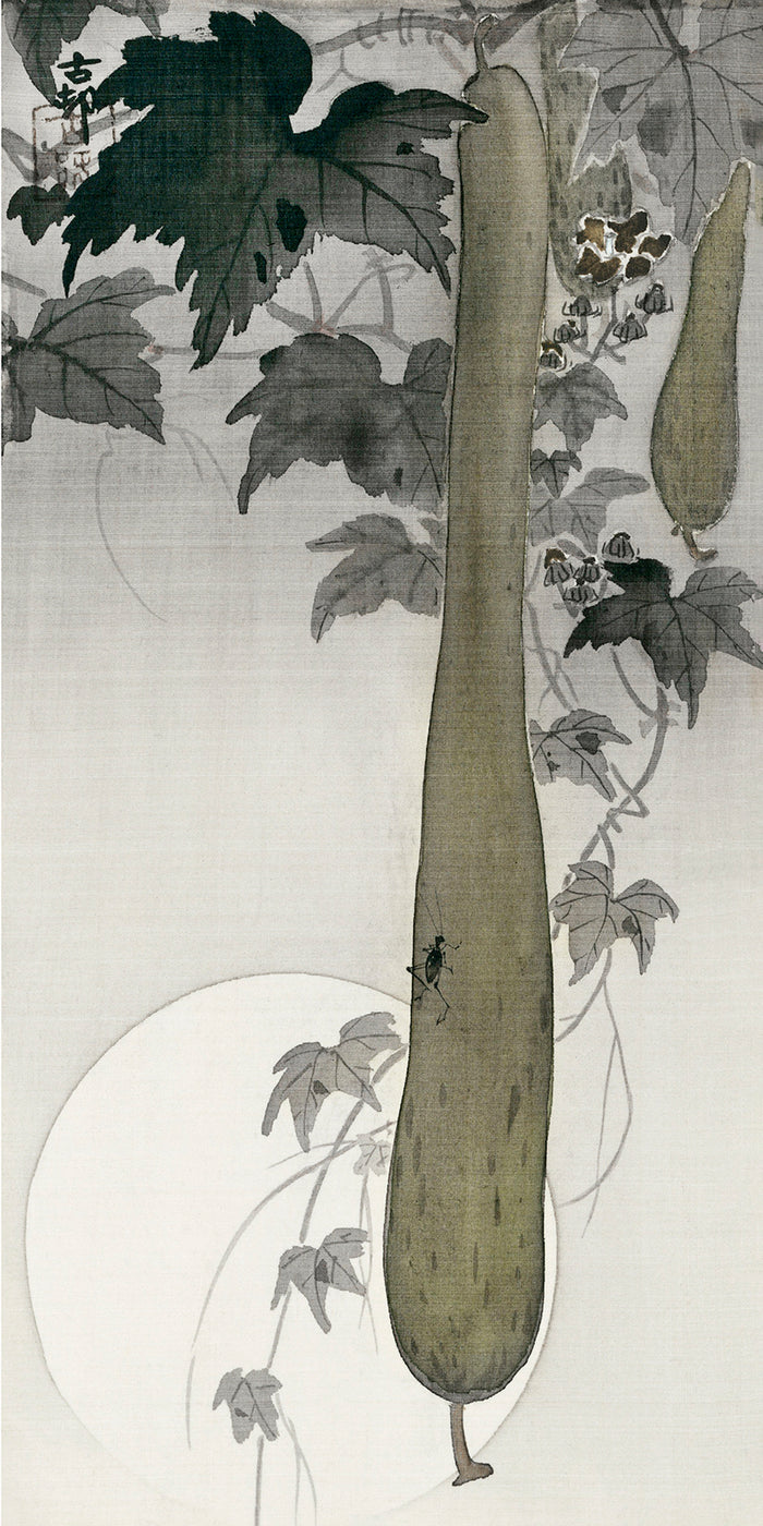 Wild cucumber and a full moon by Ohara Koson