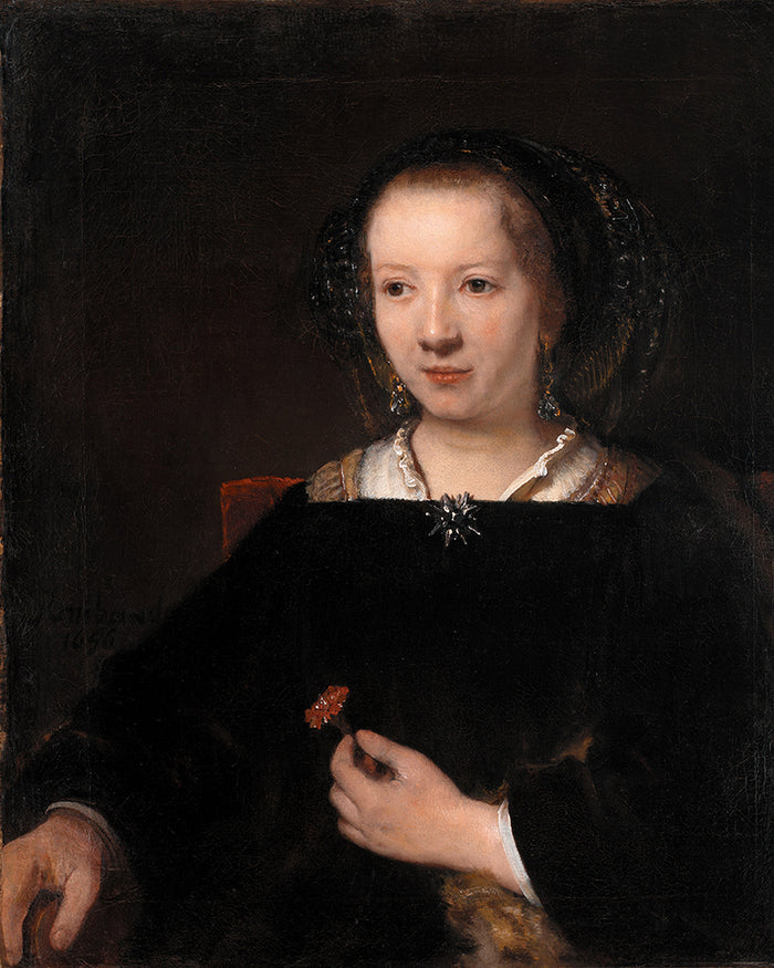 Young Woman With A Carnation by Rembrandt Harmenszoon van Rijn