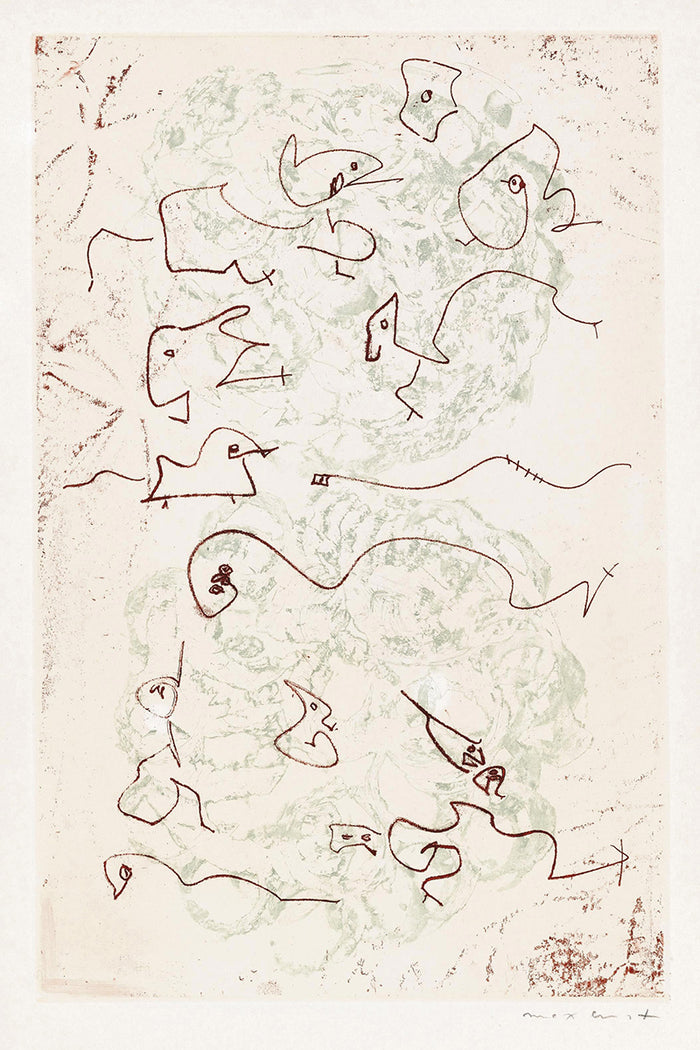 one plate from les chiens ont soif by Max Ernst