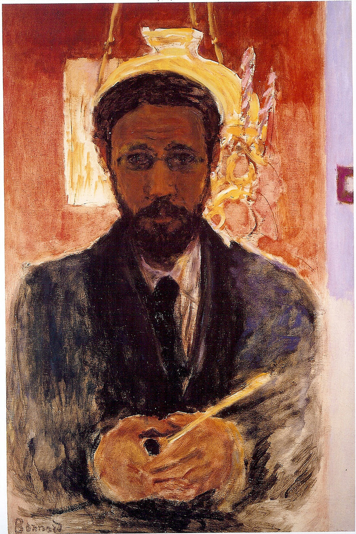 self-portrait-with-lamp by Pierre Bonnard