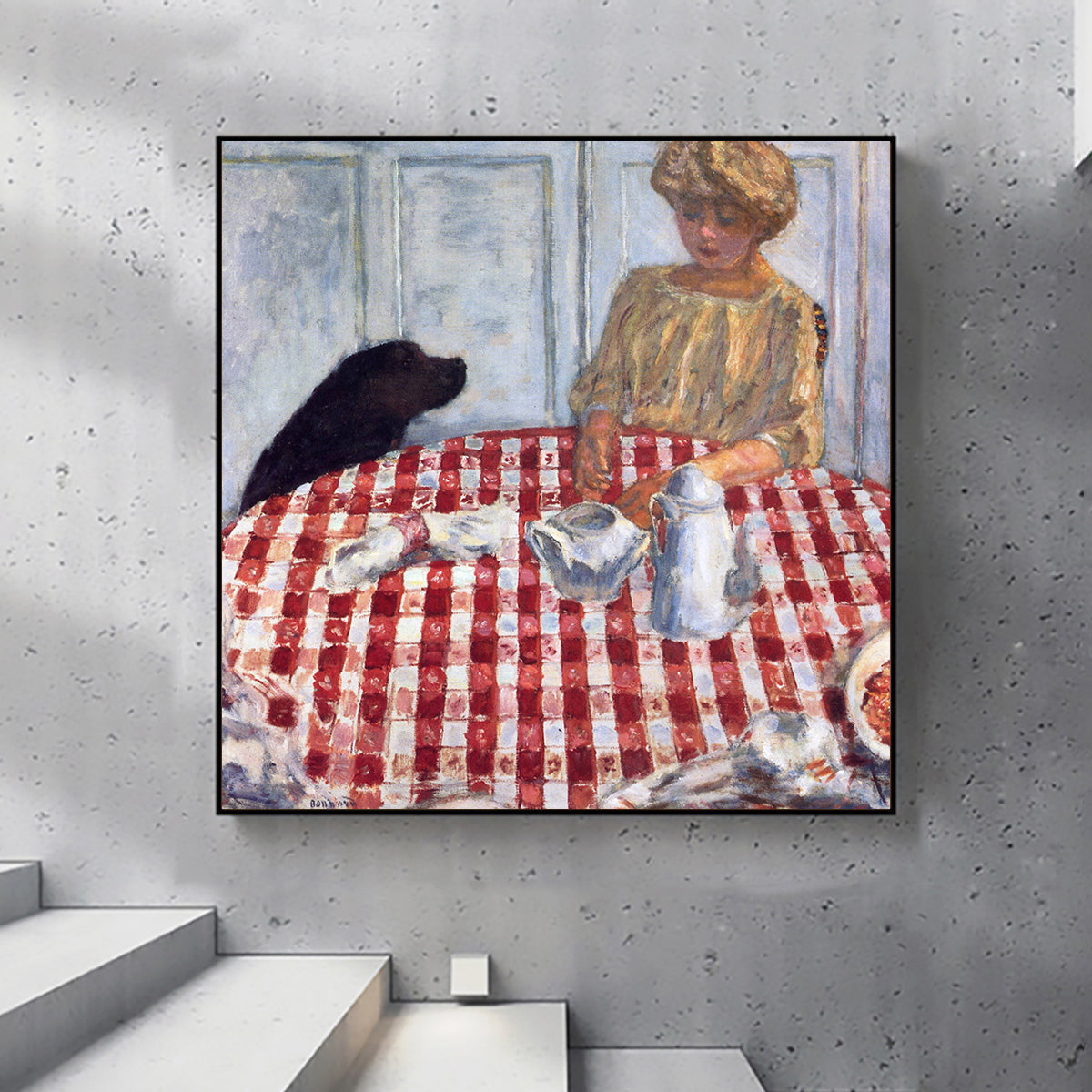 the-red-checkered-tablecloth  by Pierre Bonnard