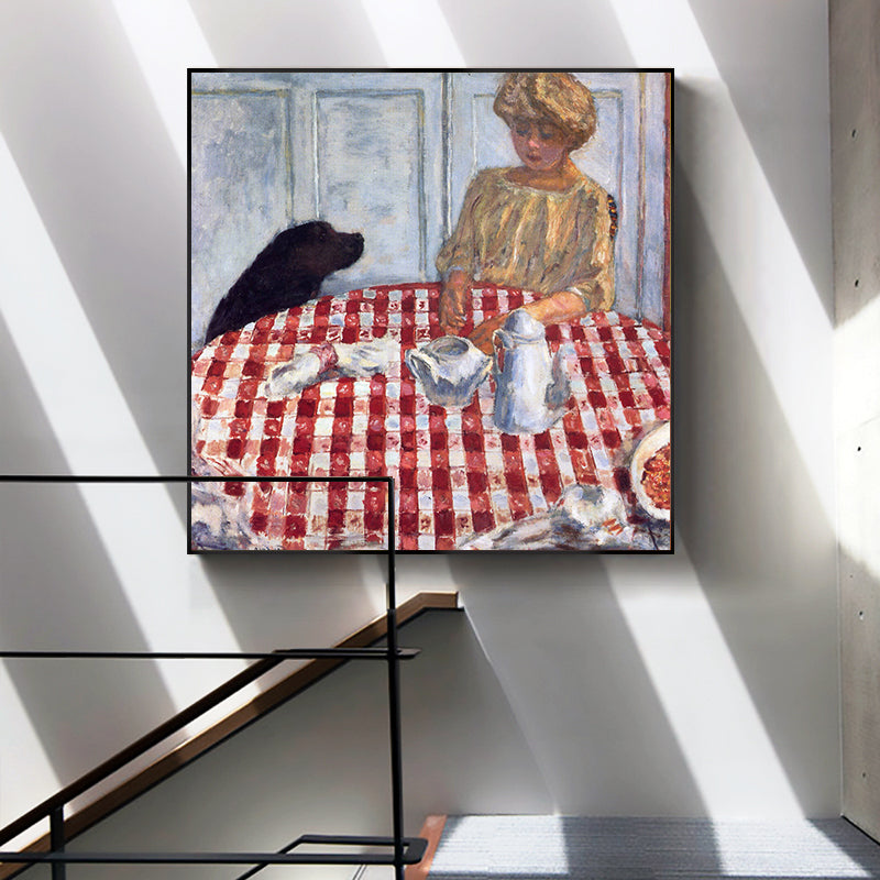 the-red-checkered-tablecloth  by Pierre Bonnard