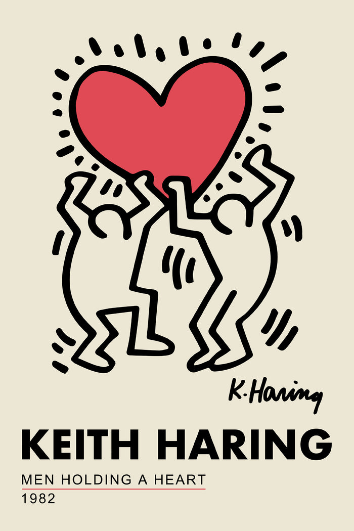 Men holding a heart by Keith Haring