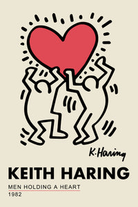 Men holding a heart by Keith Haring