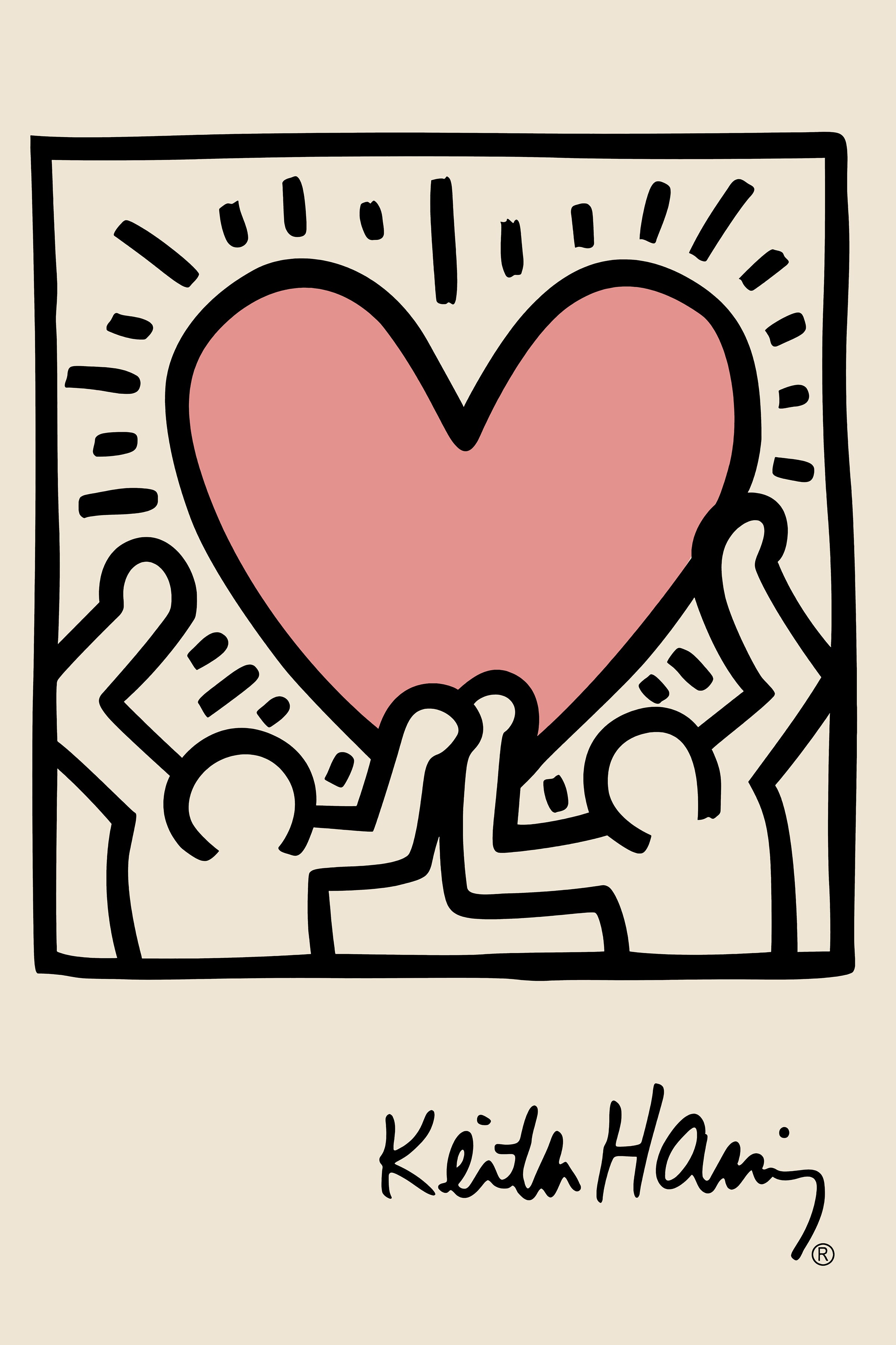 ★MUCENT★ Heart lettering Nagrang color matching man-to-man Men holding a heart by Keith Haring – ArtsCart.com