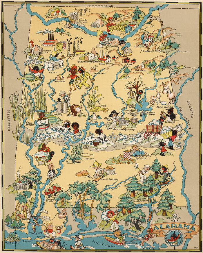 Alabama Funny Vintage Map