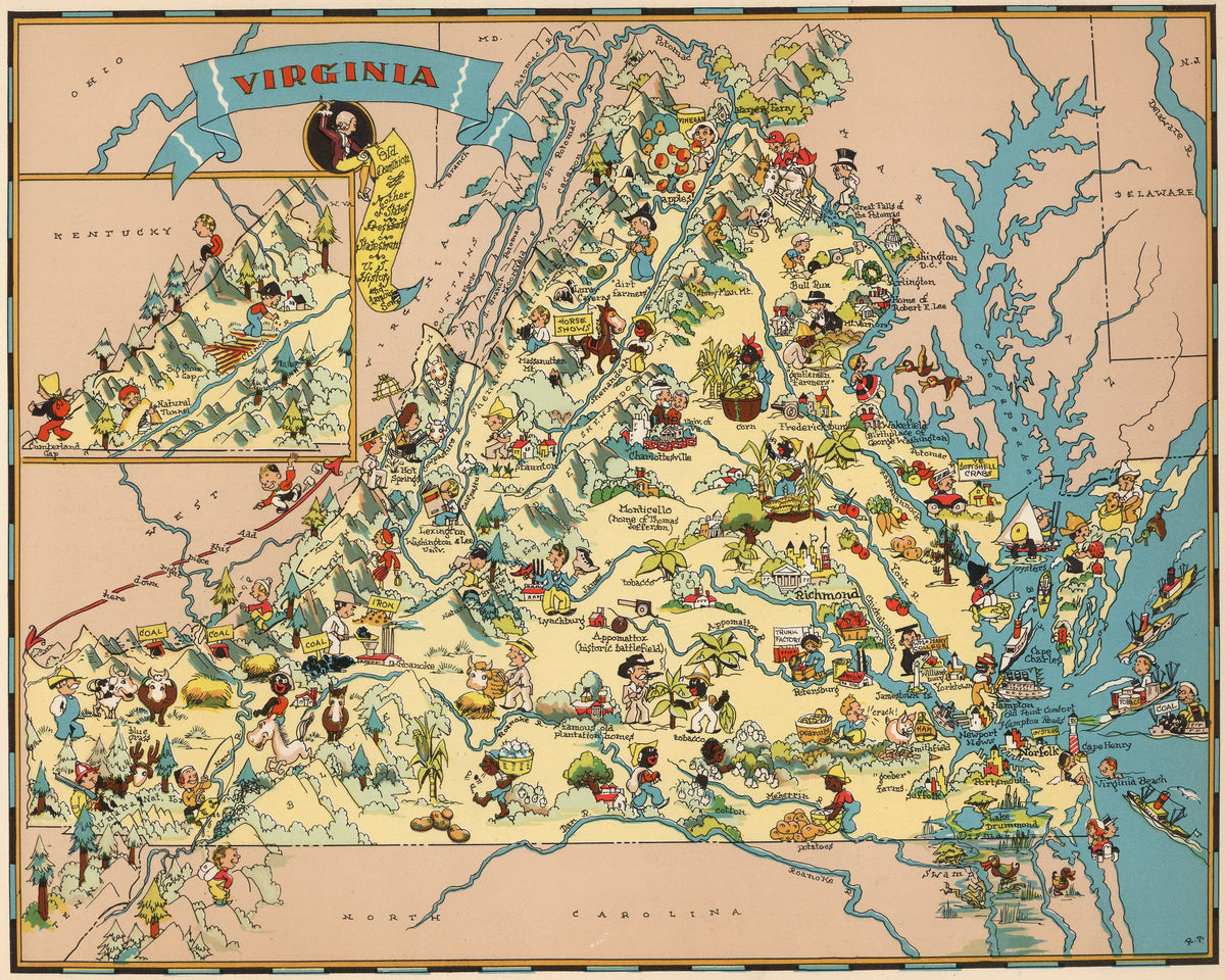 Virginia Funny Vintage Map