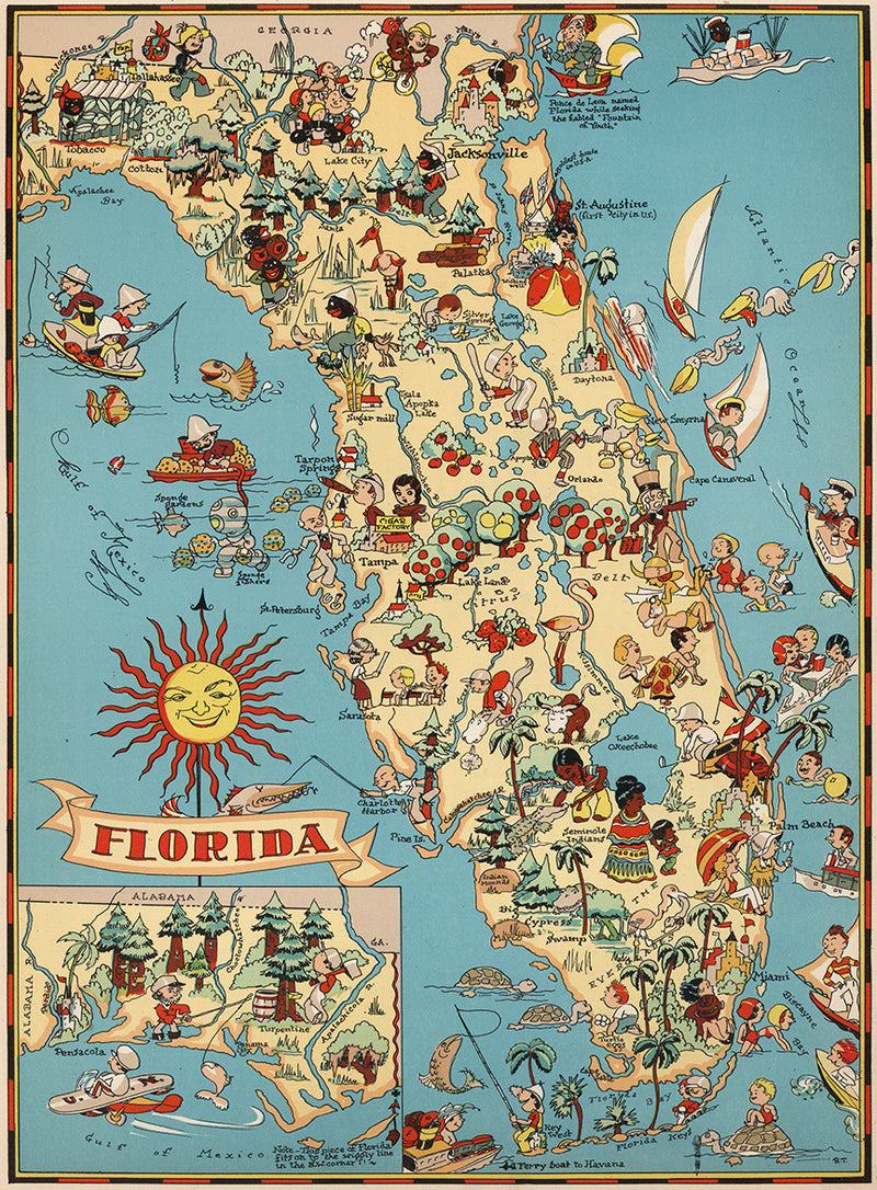 Florida Funny Vintage Map