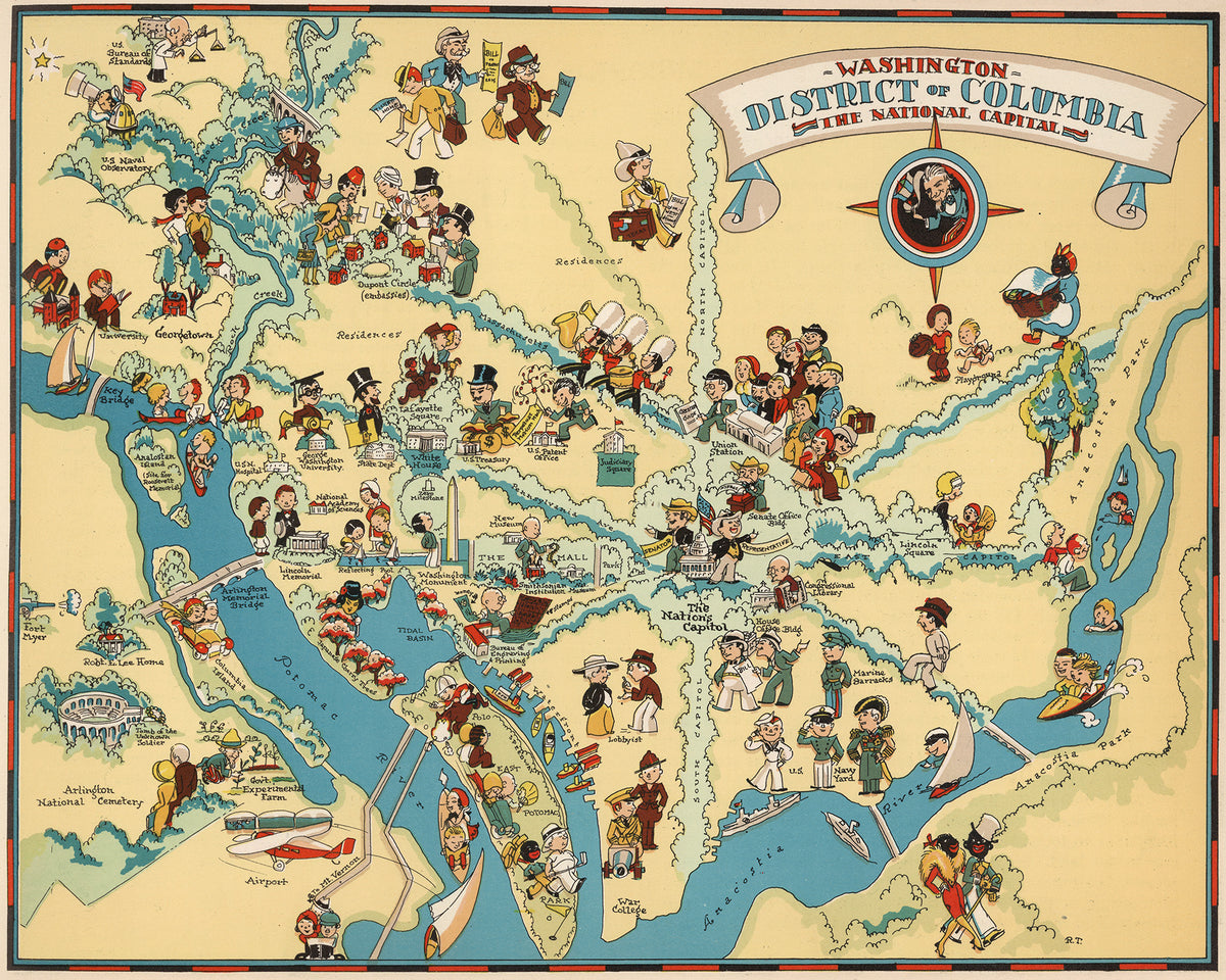 District of Columbia Funny Vintage Map