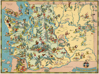 Washington State Funny Vintage Map