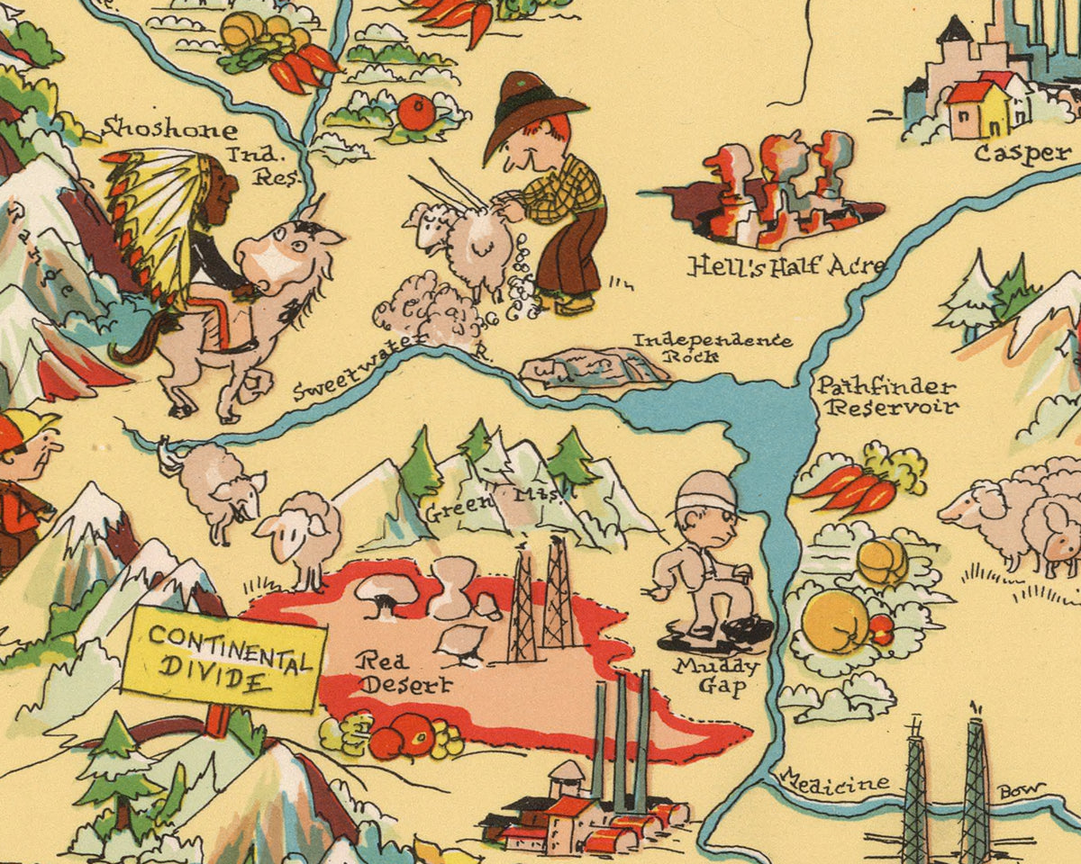 Wyoming Funny Vintage Map