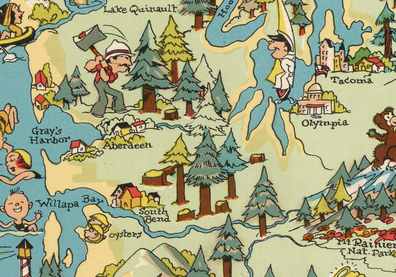 Washington State Funny Vintage Map