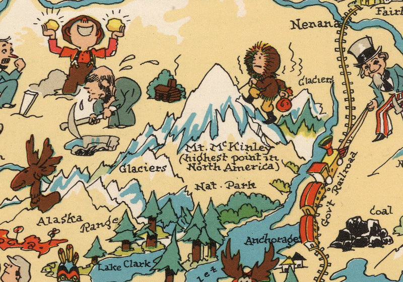 Alaska Funny Vintage Map