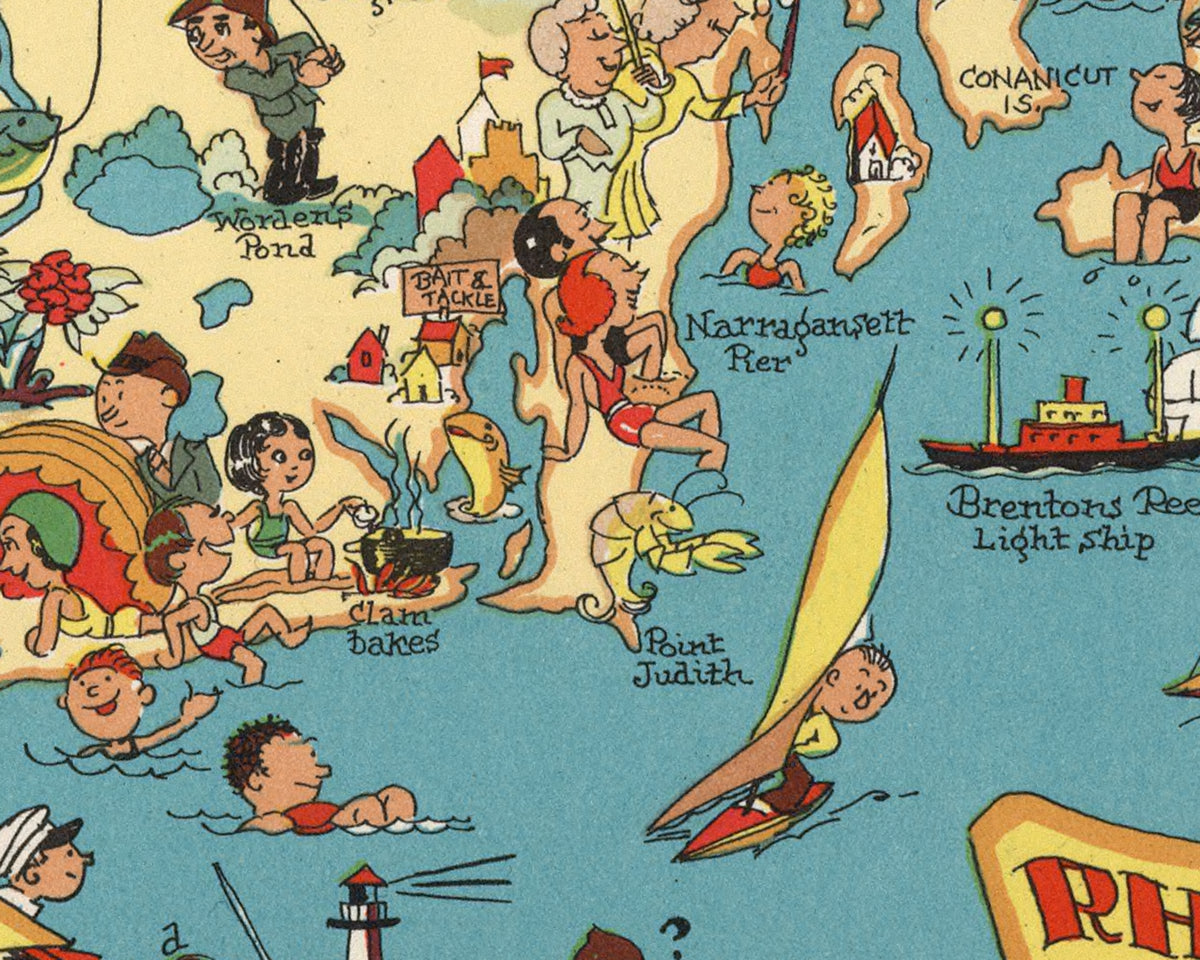 Rhode Island Funny Vintage Map