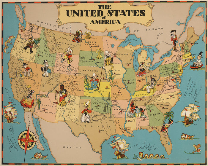 United States Funny Vintage Map
