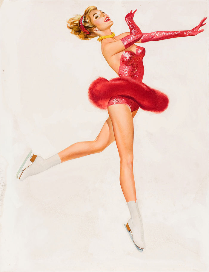 Ice Skater in Red by Gil Elvgren