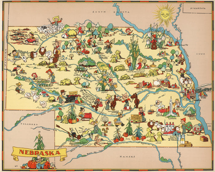 Nebraska Funny Vintage Map